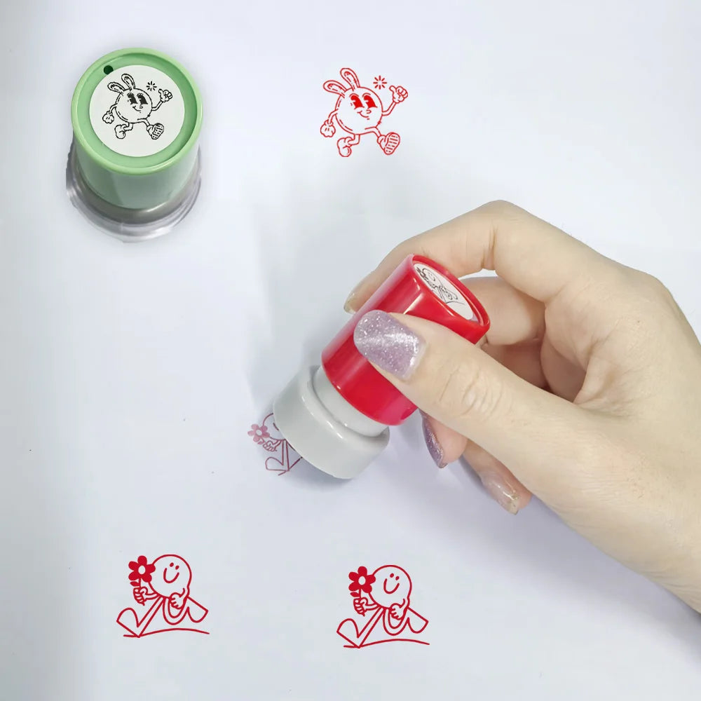 Seal for Grading & Encouragement – Praise Learning Progress Stamp, Teaching Reward Stamp, Small Red Flower Seal