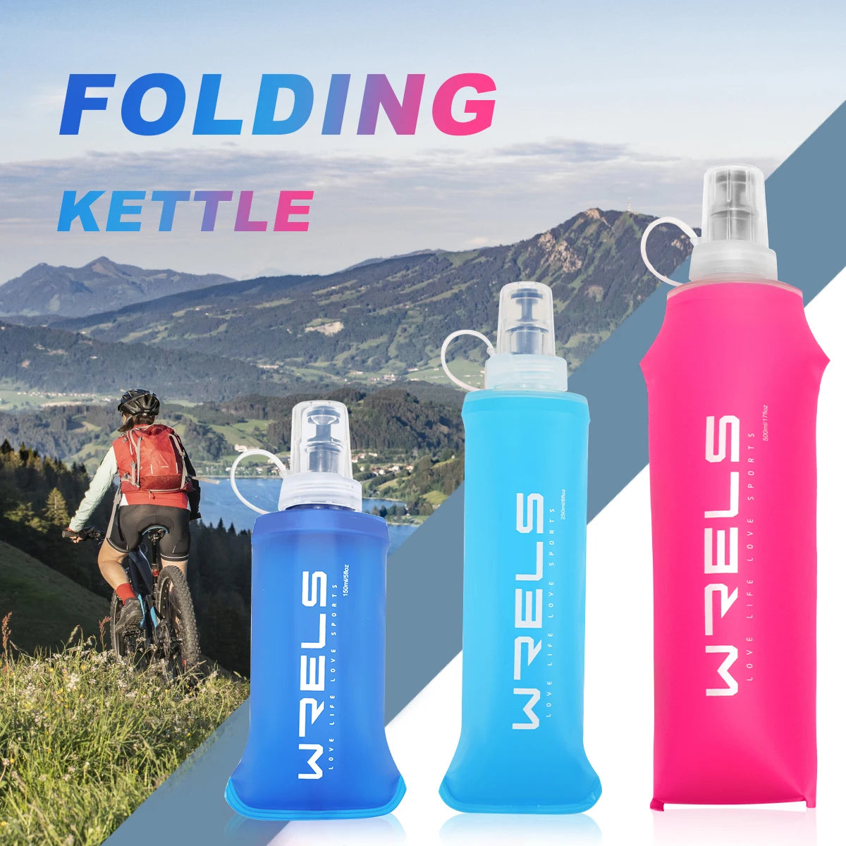 WRELS Soft Camping Water Bottle – Foldable BPA-Free Flask for Running, Hiking & Cycling