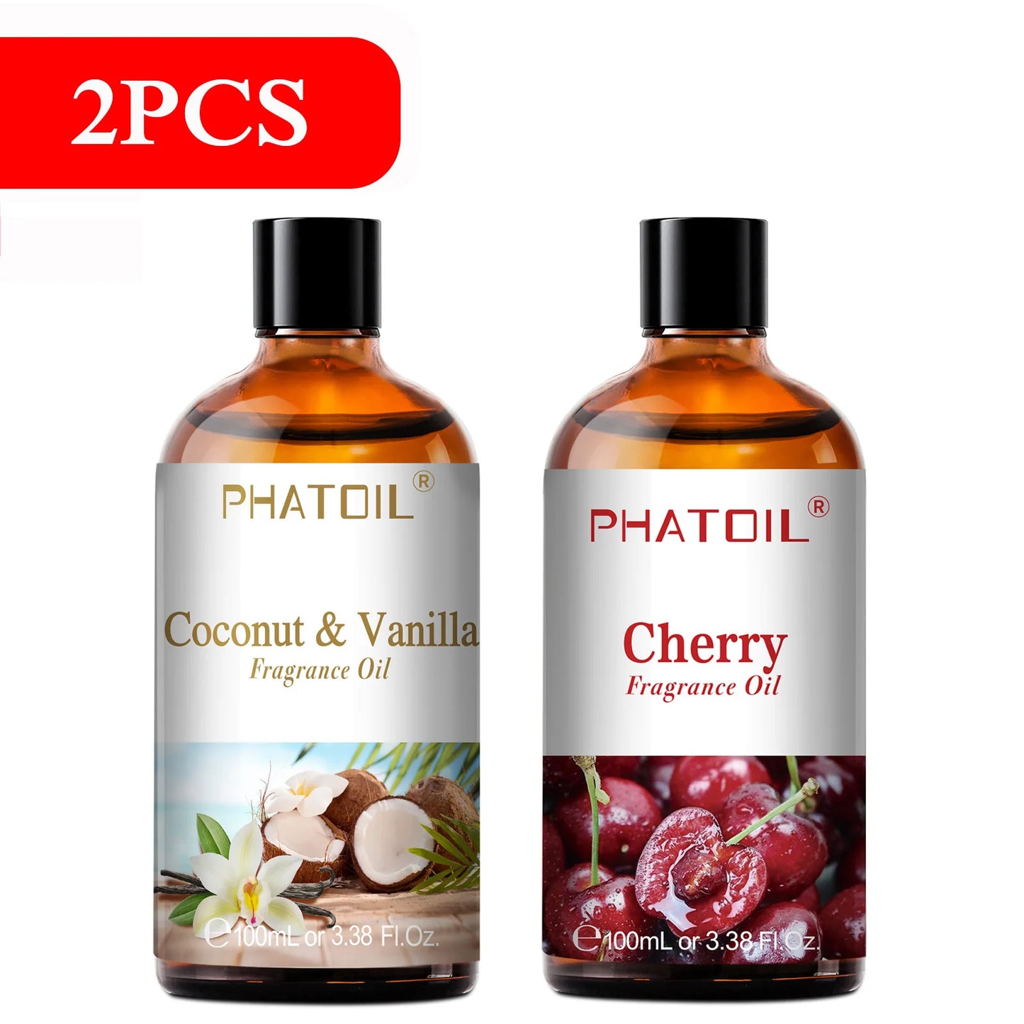 PHATOIL 100ml Sweet Fruity Fragrance Oil – Coconut, Vanilla, Strawberry & More for Diffusers & Candles