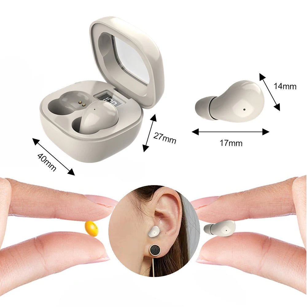 سماعات أذن لاسلكية صغيرة غير مرئية بتقنية بلوتوث 5.3 | ستيريو عالي الدقة، عازلة للضوضاء، لأجهزة iPhone/Xiaomi