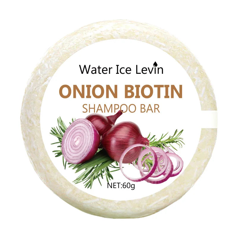 Onion & Biotin Shampoo Soap 60g – Moisturizing & Smoothing Hair Care with Rosemary Extract, Suitable for All Hair Types