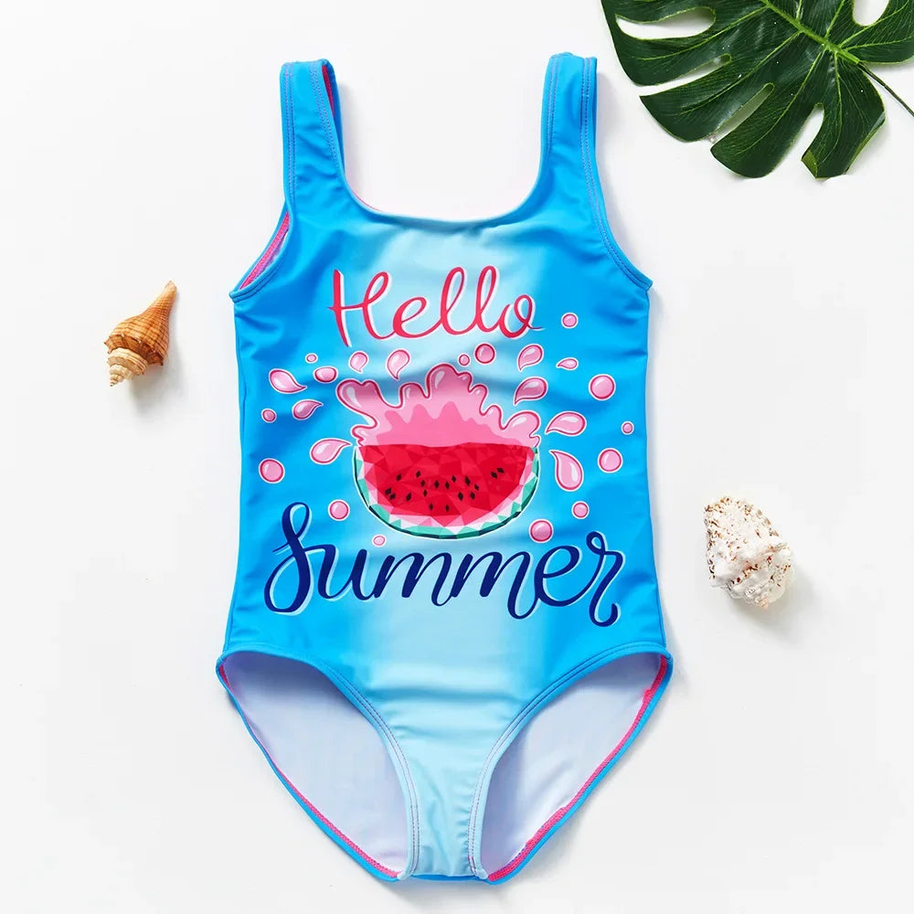Girls One-Piece Mermaid Swimsuit Fish Scale Unicorn Kids Beachwear Ages 2-8