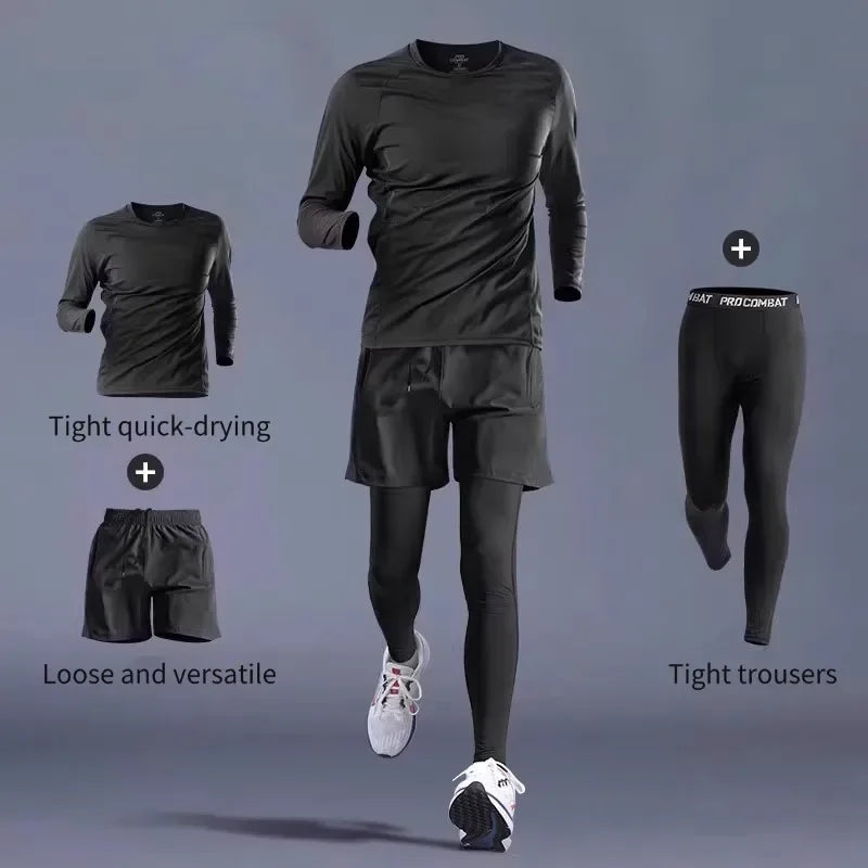 Men's Running Suits | Sports Fitness & Marathon Speed-Dry Training Clothes with Phone Pocket