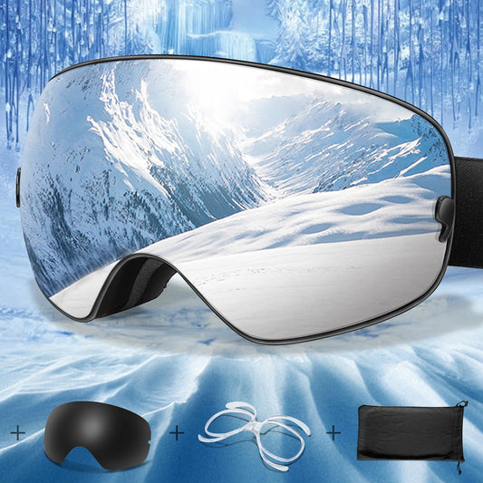 Men & Women Ski Goggles – Anti-Fog Snowboarding/Snowmobile Glasses with UV400 Changeable Lens, Outdoor Sports & Cycling