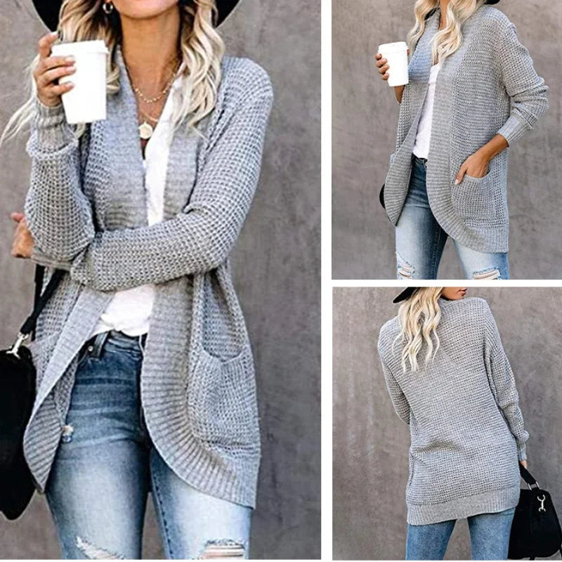 Fashion Women Cardigan Autumn Harajuku Knitted Sweater Basic Jacket Thin Streetwear Outerwear