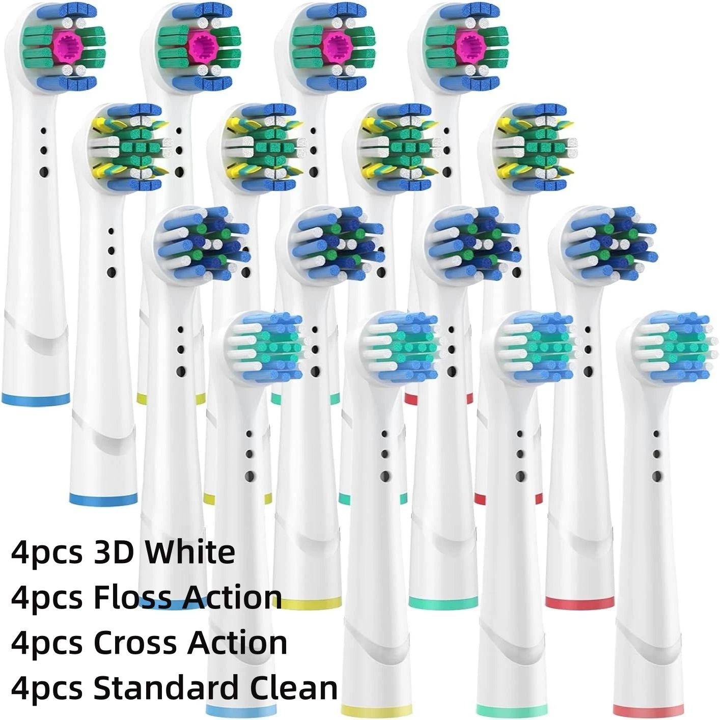 16/20PCS Oral-B Compatible Toothbrush Heads • Replacement Brush Nozzles • Sensitive, Floss & Cross Action Refills
