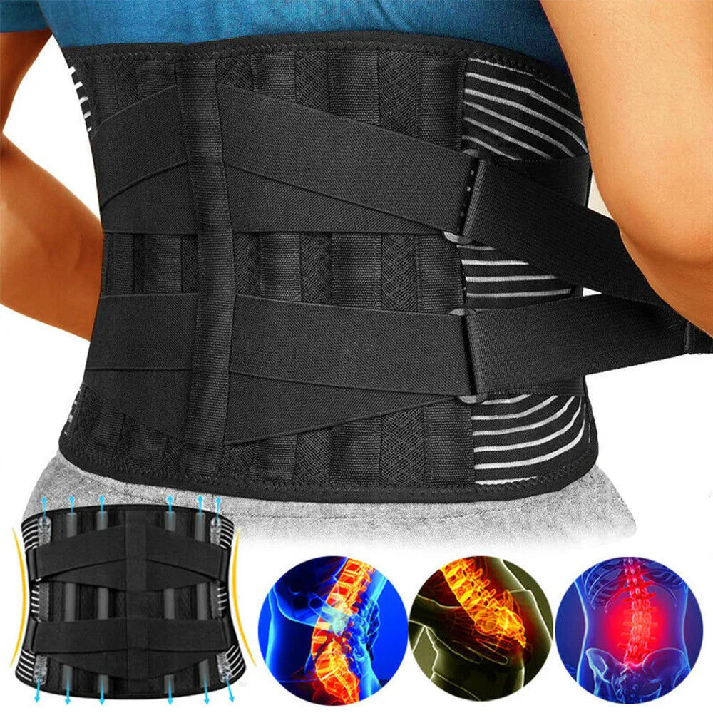 Adjustable Lumbar Support Belt – Double Pull Back Brace for Spine Decompression, Pain Relief & Abdominal Support