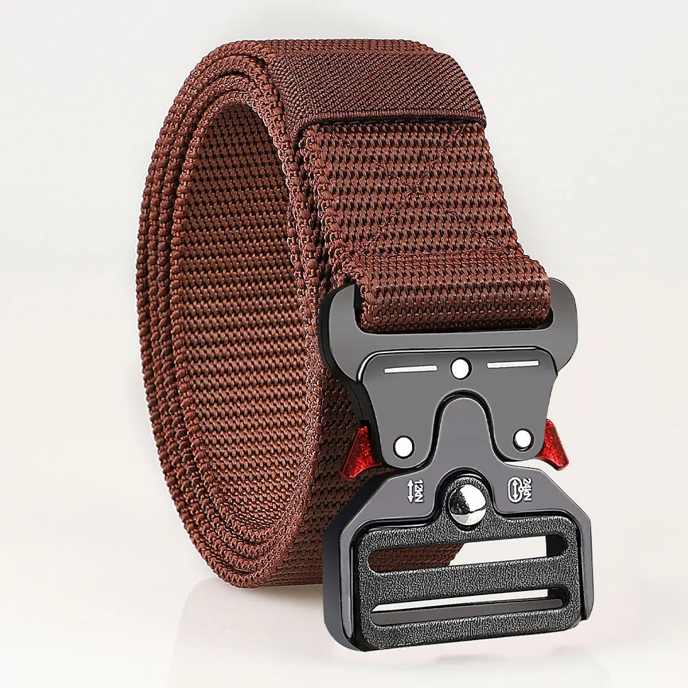 حزام تكتيكي رجالي - حزام خارجي متين وقابل للتعديل للمشي لمسافات طويلة والرياضة والملابس الكاجوال | يناسب البناطيل والجينز، تصميم للجنسين