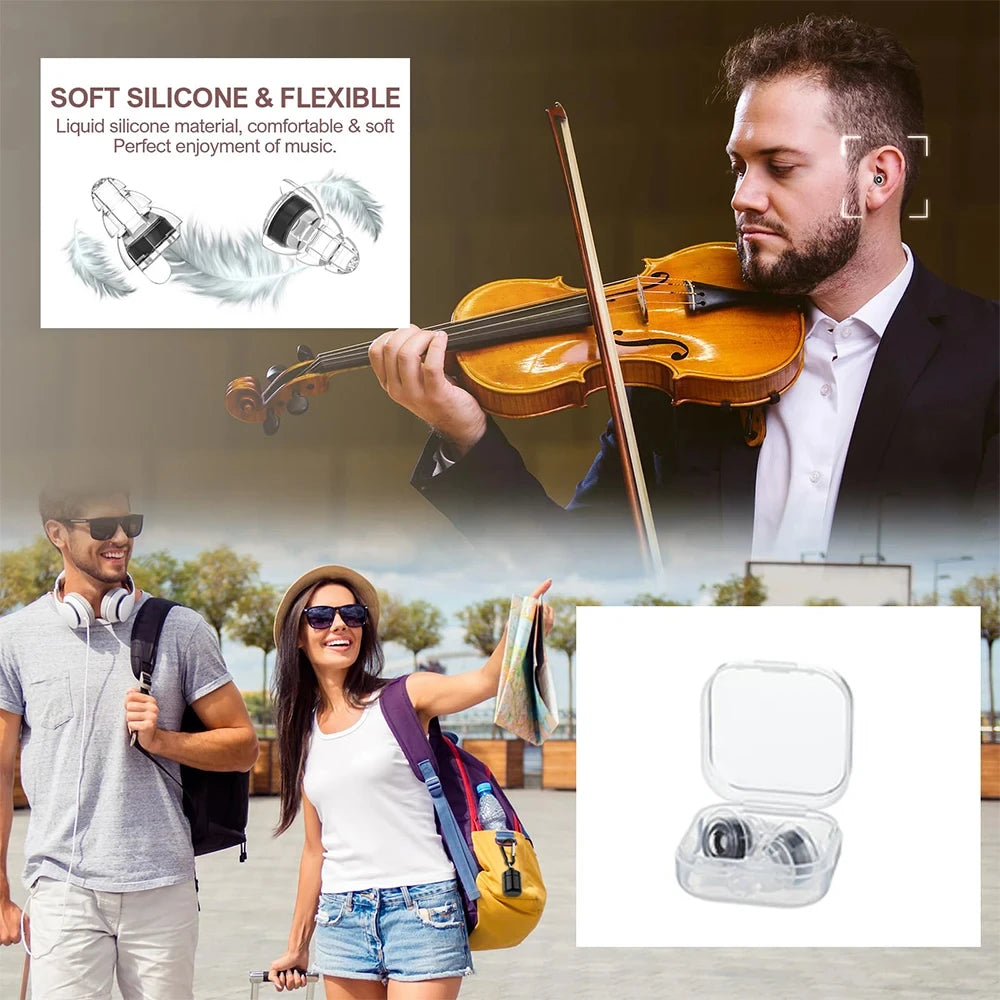 HUAK 20 High Fidelity Silicone Earplugs with Storage Box – Noise Reduction for Concerts, Musicians, Motorcycles & Noise Sensitivity