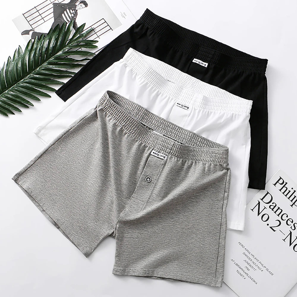 3PCS Men's Underwear Pack | 100% Cotton Breathable Sleepwear with 3D Crotch | Elastic Waist Pajama Shorts M-3XL