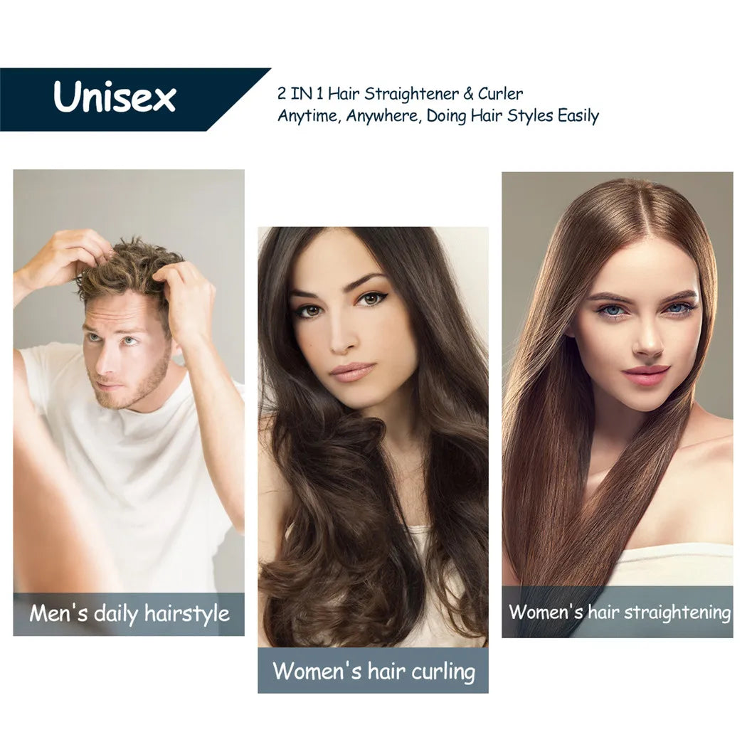 مكواة فرد وتجعيد الشعر CkeyiN صغيرة الحجم • مكواة فرد شعر محمولة 2 في 1 • أداة تصفيف شعر للسفر بدرجة حرارة ثابتة