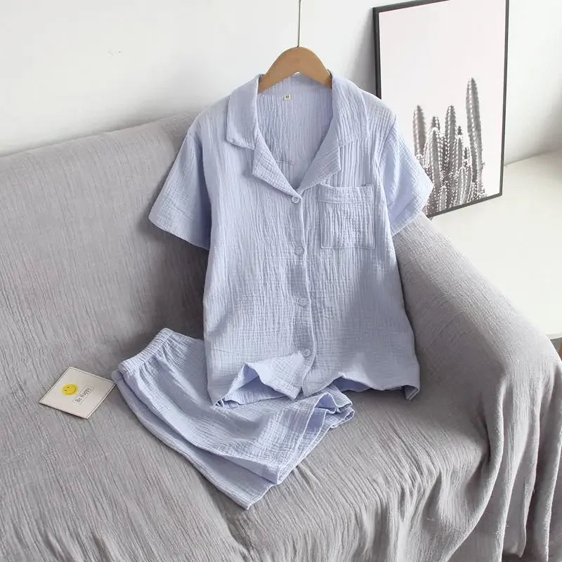 Short Sleeve Pajama Set for Women | Summer Casual 2 Piece Sleepwear Shorts Suit | Thin Fashion Loungewear