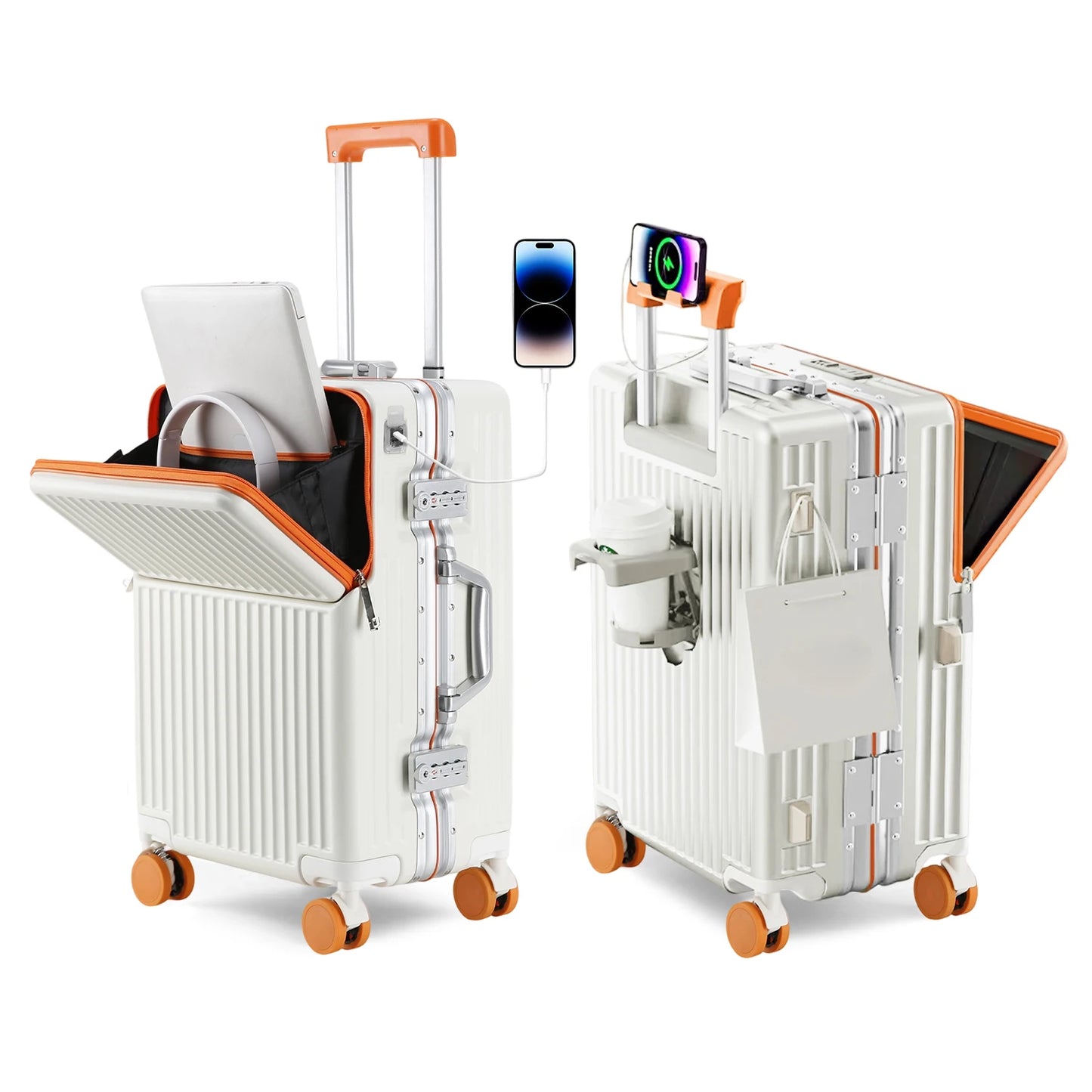 AIWEINY 2025 Aluminum Frame Suitcase | PC Hard Shell Pressure-Resistant Travel Luggage with TSA Lock & 360° Silent Wheels