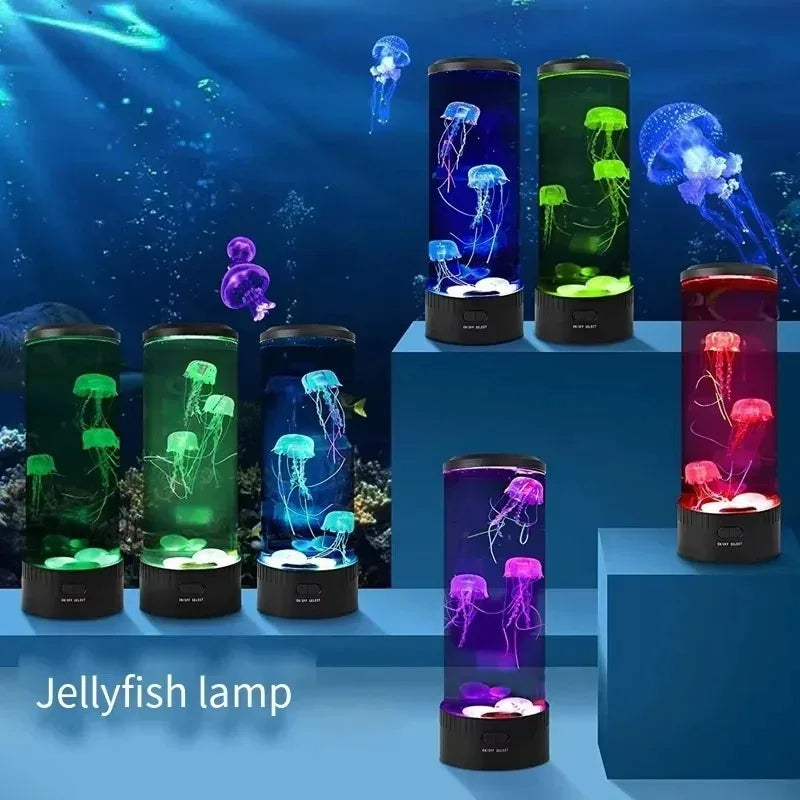 Simulated Jellyfish LED Night Lamp – Cylindrical Quiet Colorful Aquarium Light for Home, Bedroom & Birthday Gifts