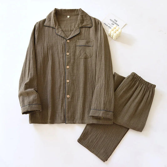 2025 Spring Couple's Pajama Set | 100% Cotton Long Sleeve Sleepwear for Women | Two Piece Home Loungewear