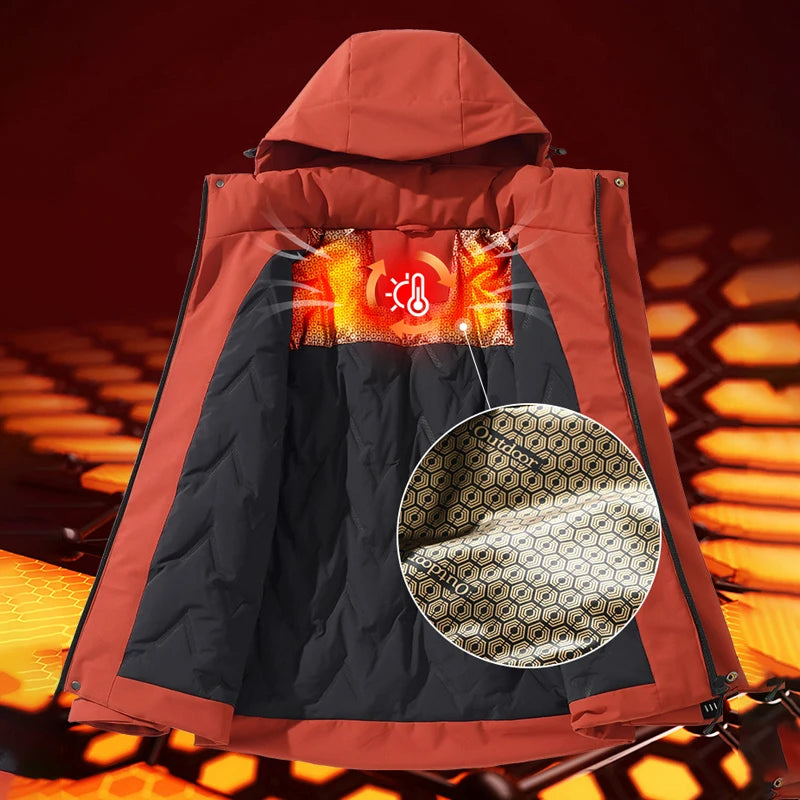 LNGXO Unisex Winter Waterproof Jacket – Fleece-Lined Windbreaker for Hiking, Camping & Skiing