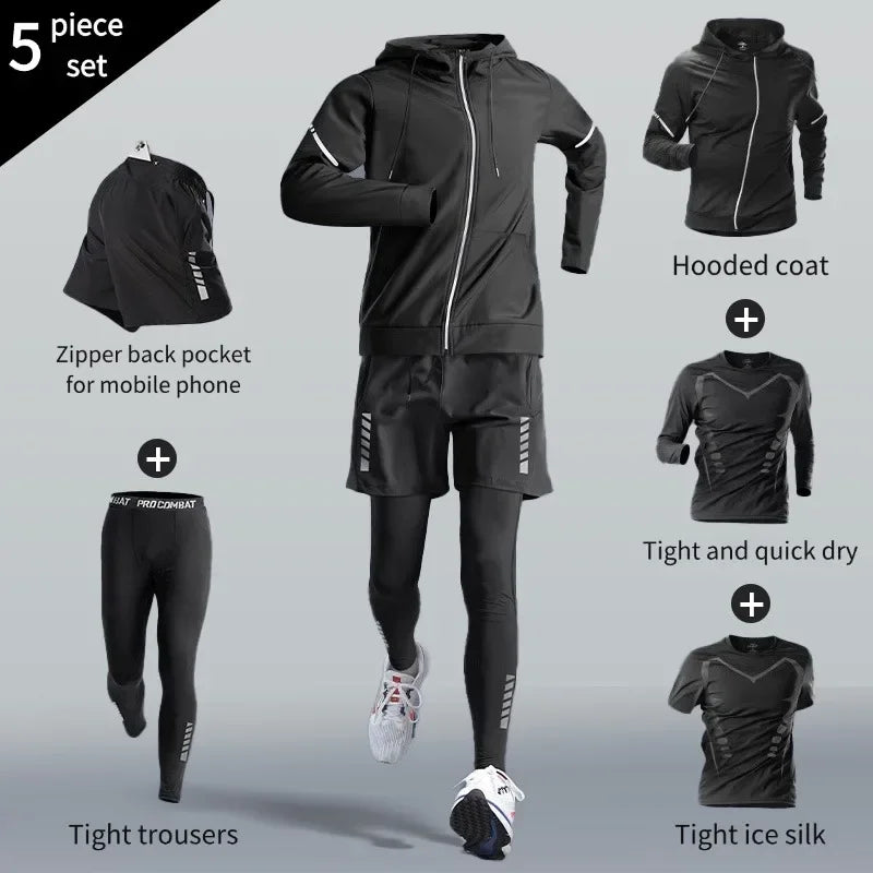 Men's Running Suits | Sports Fitness & Marathon Speed-Dry Training Clothes with Phone Pocket