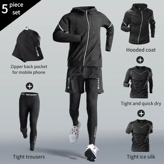 Men's Running Suits | Sports Fitness & Marathon Speed-Dry Training Clothes with Phone Pocket