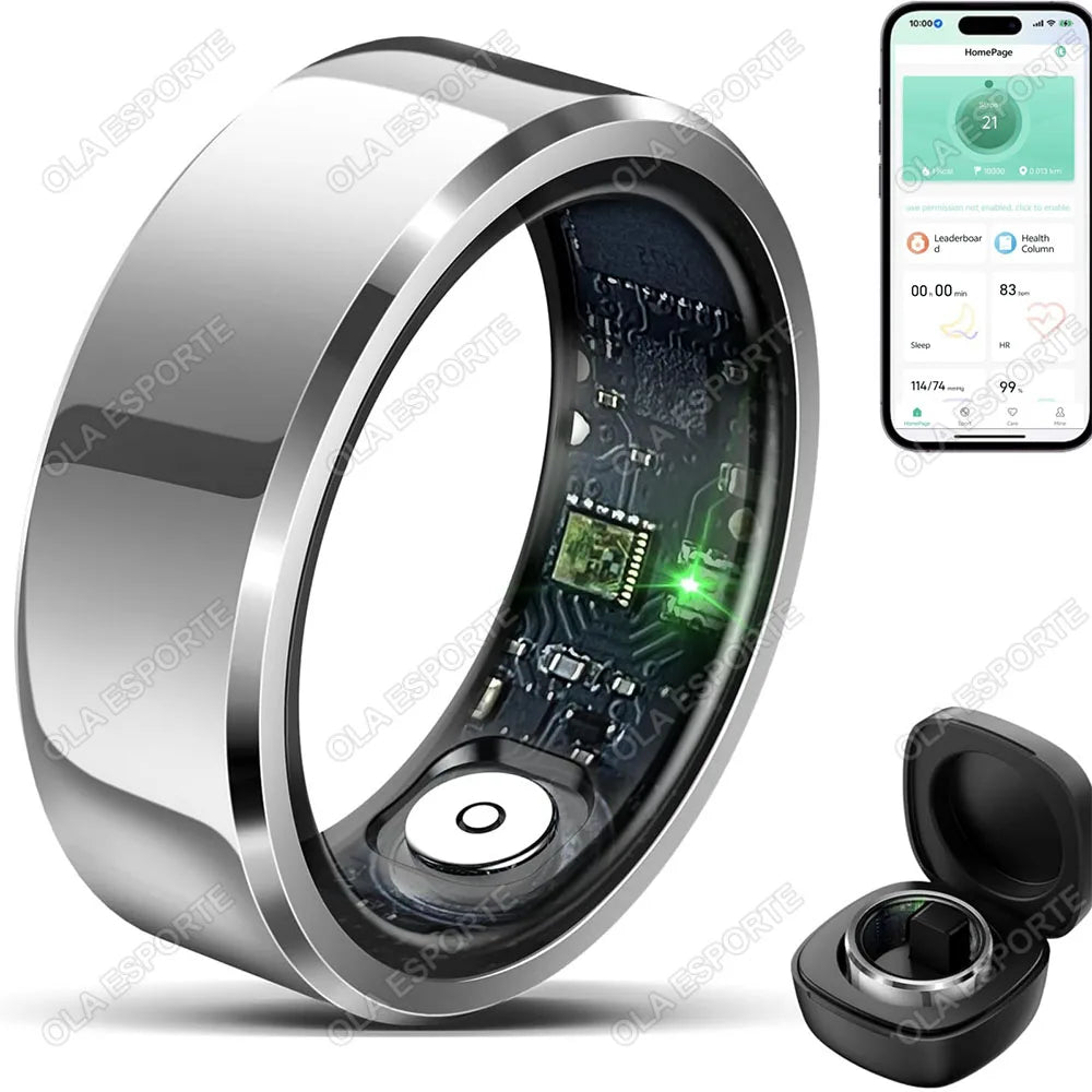 2025 Smart Ring – Blood Pressure, Heart Rate & Sleep Monitoring, IP68 & 5ATM Waterproof, Multi-Sport Mode for Men & Women