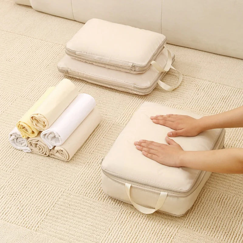 3Pcs Lightweight Compression Packing Cubes | Expandable Travel Organizer with Clear Toiletry Bag