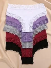 5 PCS Women's Cotton Panties | Floral Lace Patchwork Briefs | Soft Comfortable Underwear S-XL