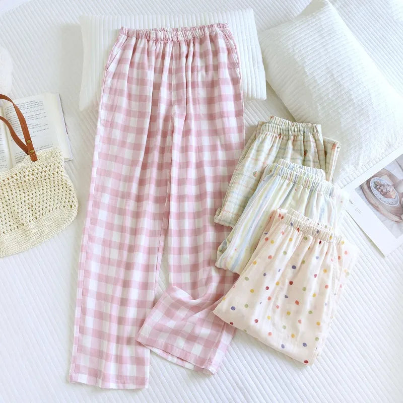 2025 Women's Cotton Sleep Pants | Spring & Autumn Multi-Color Printed Loose Home Bottoms | Large Size Pajamas