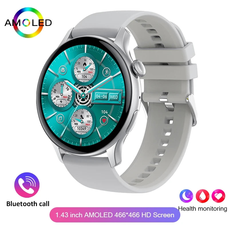 2024 True AMOLED Smart Watch – HD 466×466 Display, Always-On, Health Tracker, Voice Calling