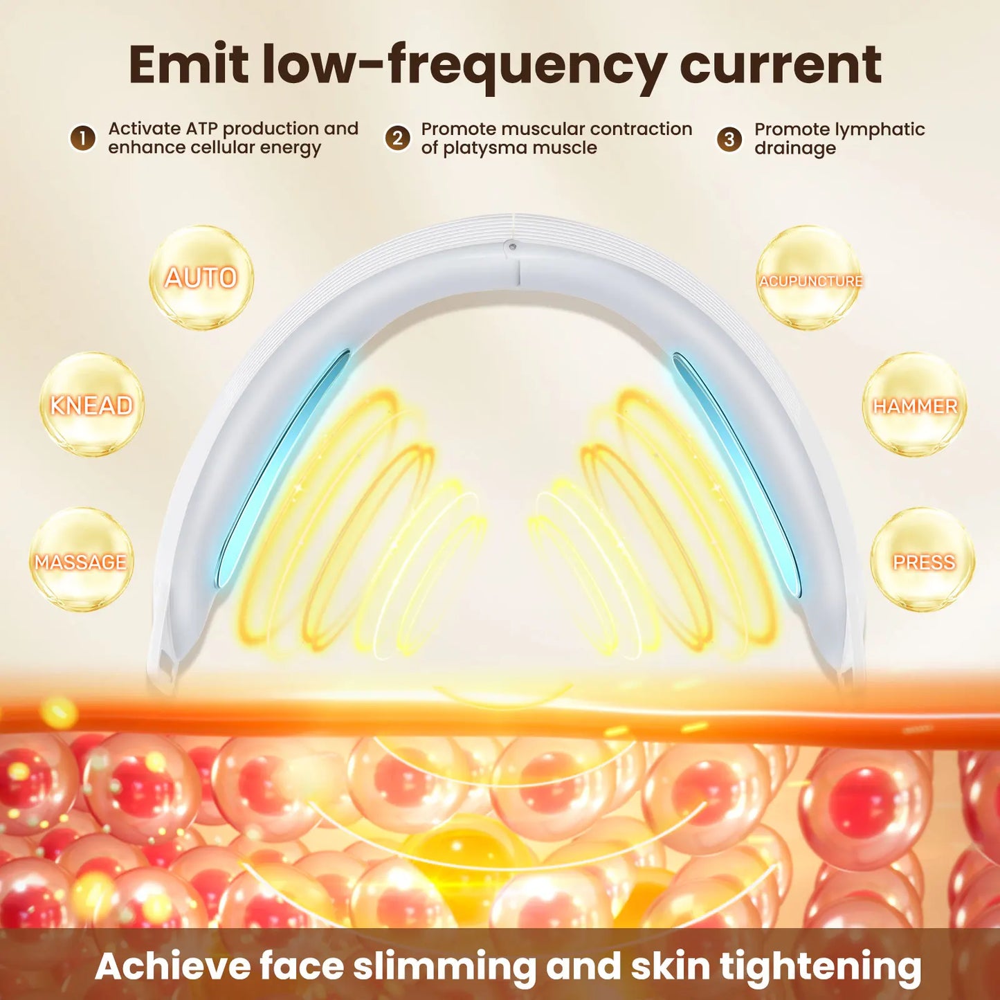 Electric V-Face Lifting Beauty Device – EMS Microcurrent Facial Massager with 6 Modes & 8 Levels for Skin Firming & Double Chin Removal