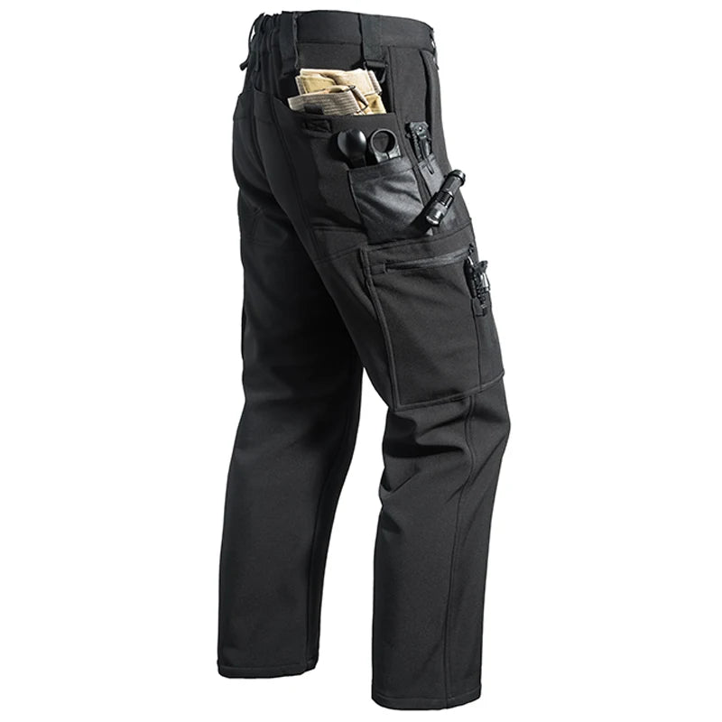Men’s Fleece Softshell Cargo Hiking Pants – Autumn Winter Outdoor Trousers M-5XL