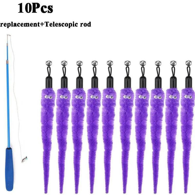 Plush Cat Worm Toy Refill Set – Replacement Heads for Teaser Wands (5/6/10/11 Pcs)