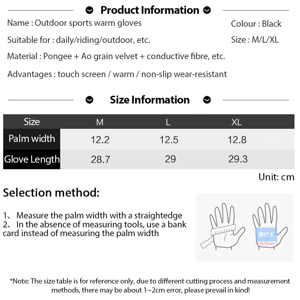 قفازات شتوية مقاومة للماء لركوب الدراجات للرجال - قفازات دافئة غير قابلة للانزلاق من الصوف تعمل باللمس للجري وركوب الدراجات النارية والتزلج
