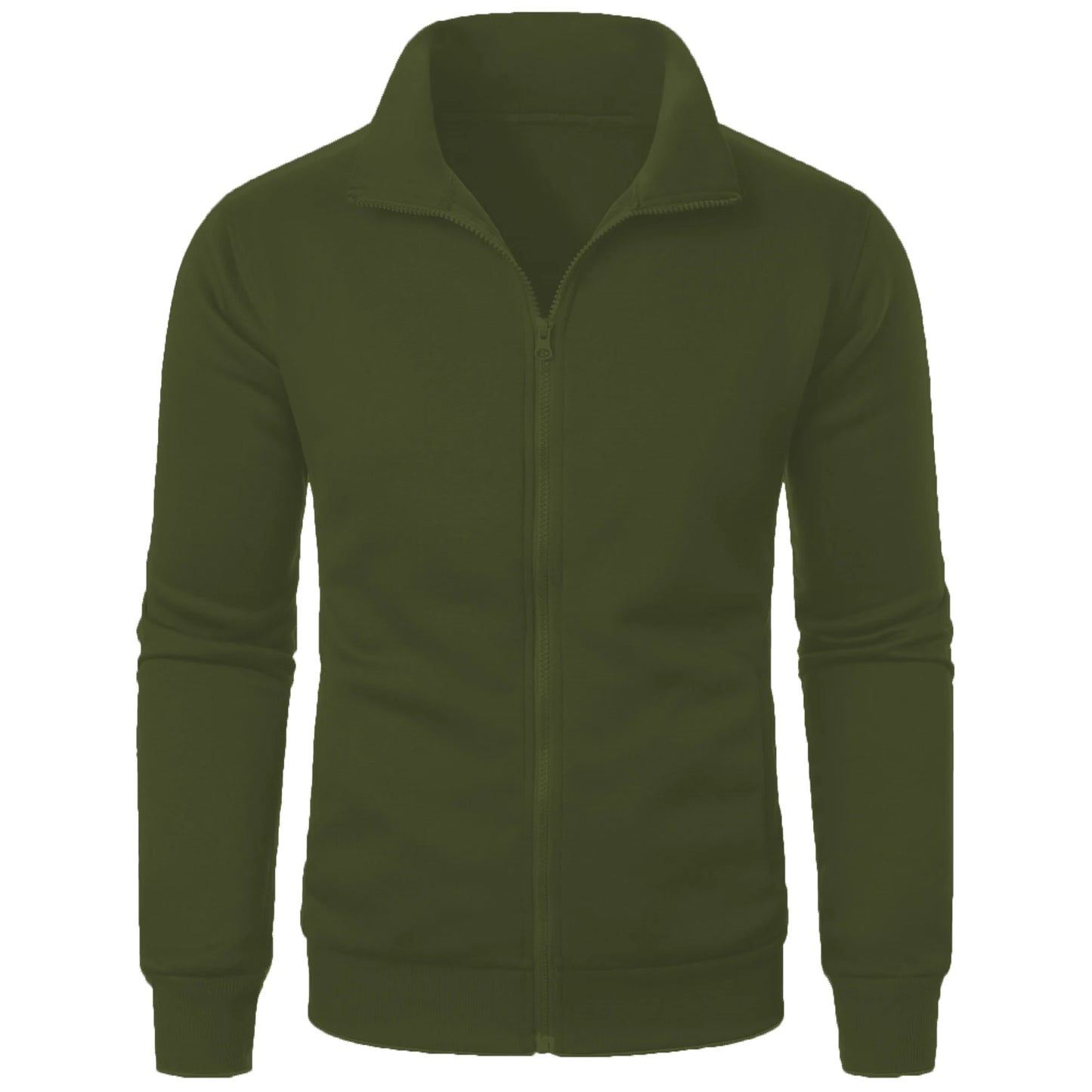 Men’s Casual Sports Jacket – Solid Color Zipper Stand-Up Collar Coat