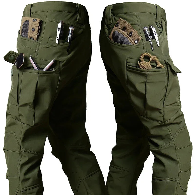 Men’s Winter Tactical Pants – Windproof, Waterproof, Fleece-Lined Outdoor Work & Hunting Trousers 4XL