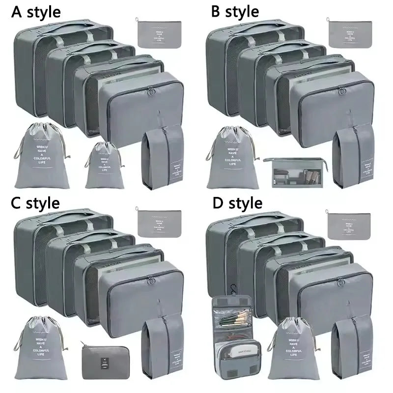 Travel Organizer Set | 8-Piece Suitcase Packing Cubes & Luggage Storage Bags for Clothes and Shoes