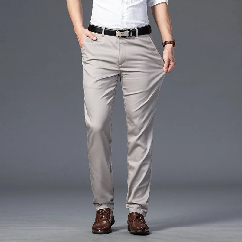 Men's Summer Thin Slim Suit Pants – Fashion Business Casual Cotton Trousers 30-40
