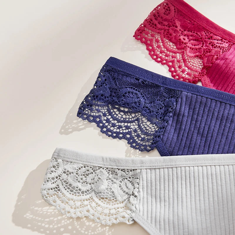 3PCS Women's Cotton Antibacterial Panties – Solid Color G-String, Quick Drying, Soft & Breathable Underwear