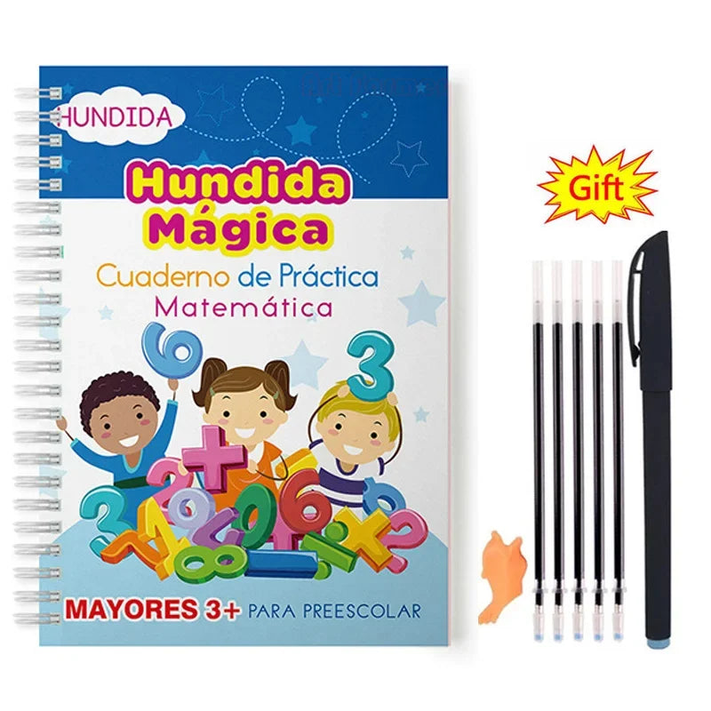 Spanish Magic Copybook – Reusable Montessori Writing Practice Book for Kids Learning Numbers & Alphabet