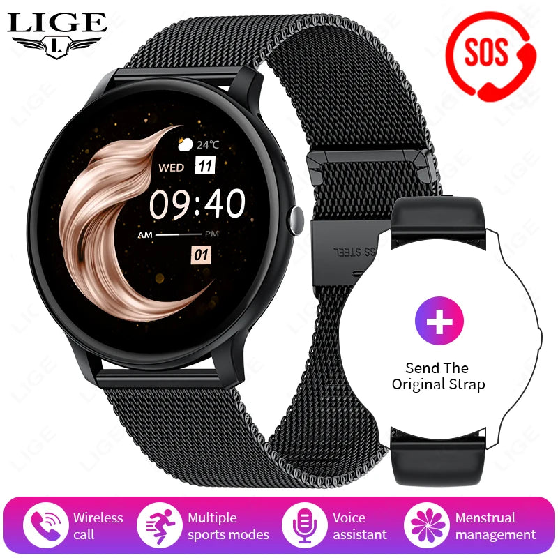 LIGE Bluetooth Call Smart Watch for Women & Men – Sports Fitness, Heart Rate Health Monitor, Android & iOS