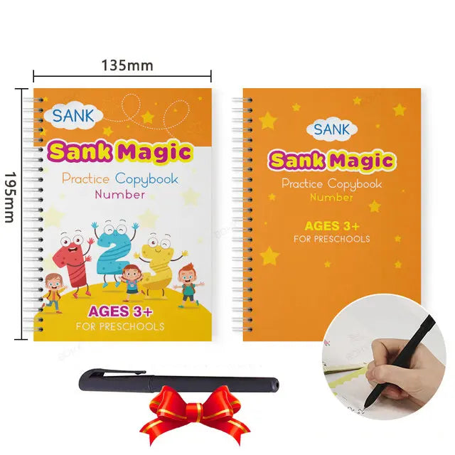 Spanish–English–French Montessori 3D Reusable Copybook – SANK Magic Calligraphy & Handwriting Practice Notebook