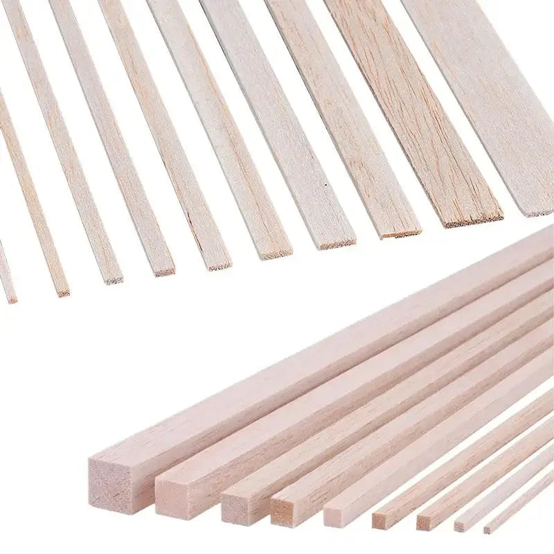 20–50pcs Balsa Wood Sticks – Square Craft Rods for DIY Model Building, Carving & Handicraft Making