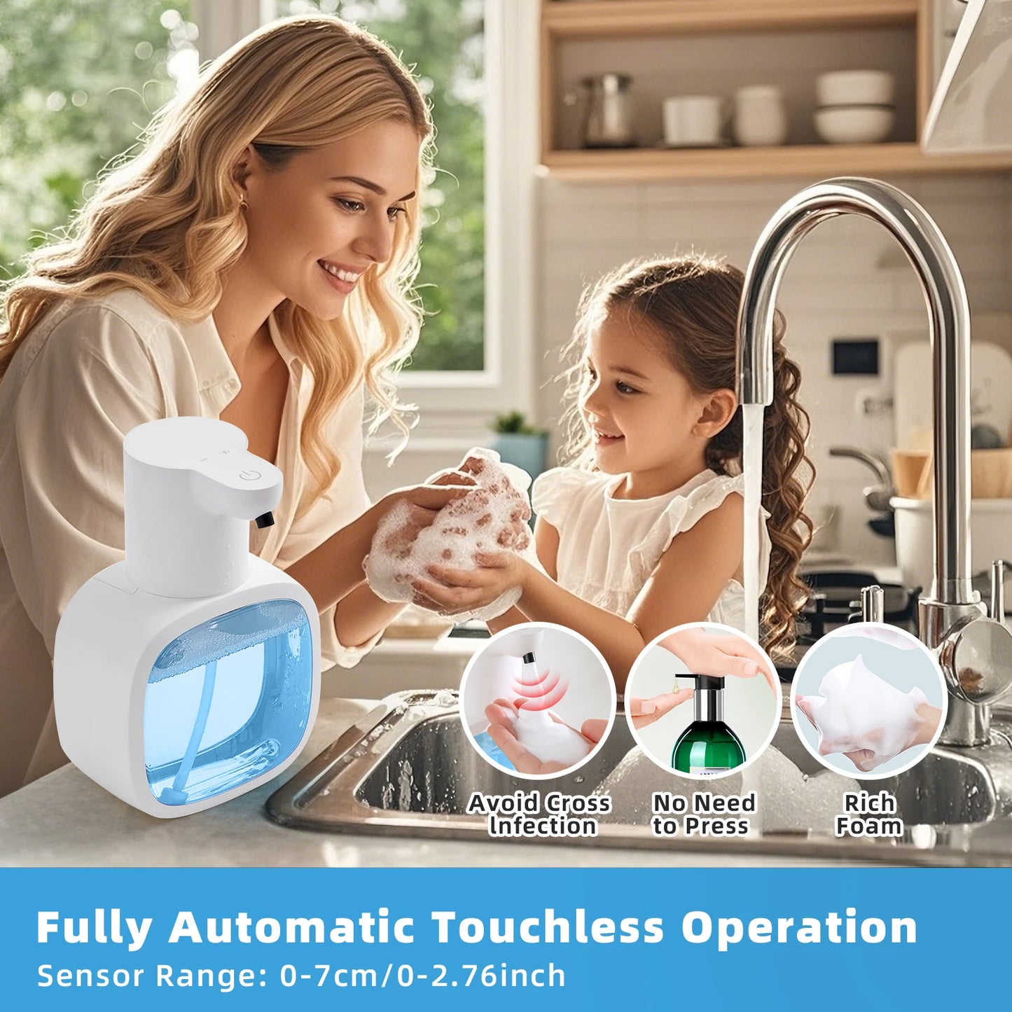 Wall-Mounted Automatic Soap Dispenser • 500ml Smart Foam Hand Washer • Induction Sensor & Rechargeable