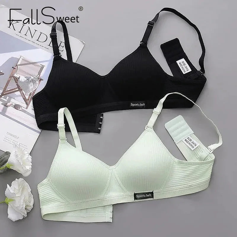 FallSweet Women’s Wireless Bra Seamless V-Shaped Gathering Comfortable Lingerie Active Underwear AB Cup