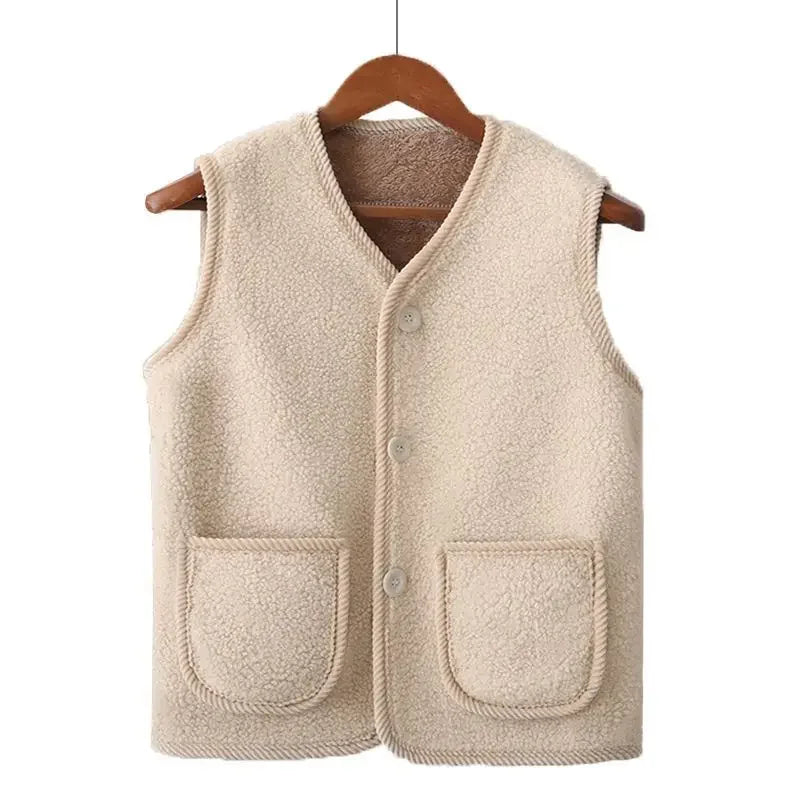 Winter Warm Fleece Vest for Mom Thickened Lamb Wool Plus Size Sleeveless Jacket for Elderly Women