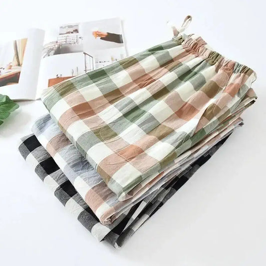 Four Seasons Women's Cotton Sleep Pants | Thin Woven Long Trousers with Side Pockets | Casual Home Pajamas