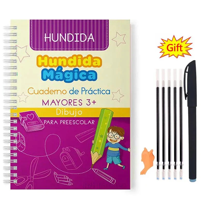 Spanish Magic Copybook – Reusable Montessori Writing Practice Book for Kids Learning Numbers & Alphabet