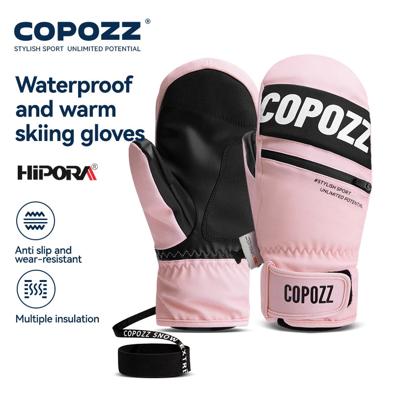 COPOZZ 3M Thinsulate Snowboard Ski Gloves – Thick Windproof Thermal Winter Mittens for Adults & Teenagers, Snowmobile Sports