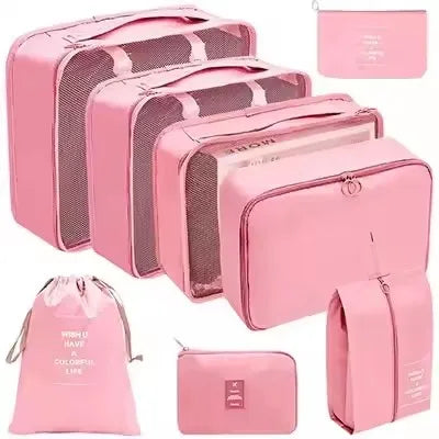 Travel Organizer Set | 8-Piece Suitcase Packing Cubes & Luggage Storage Bags for Clothes and Shoes