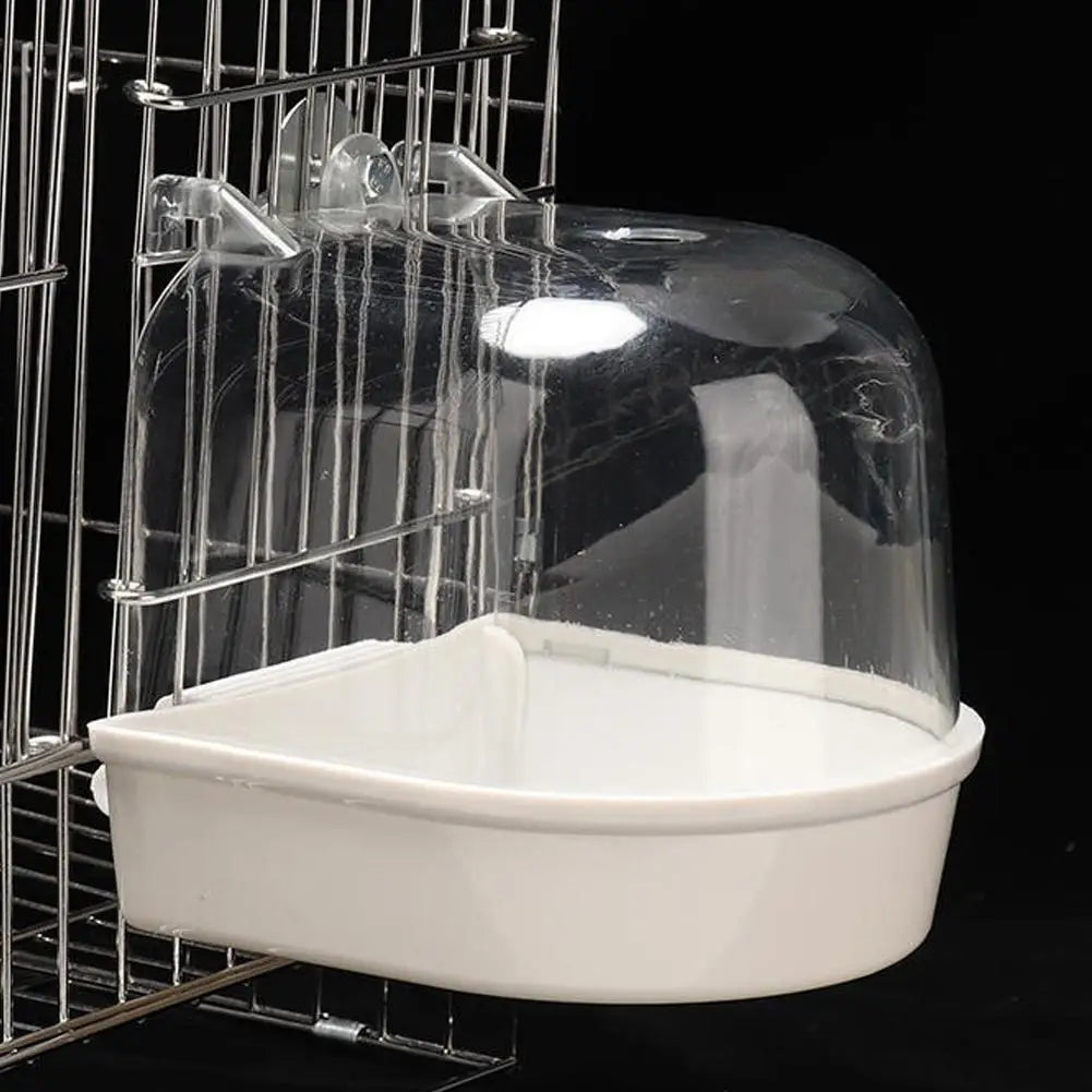 Clear Hanging Bird Bath – Cage Bathtub for Parakeets, Canaries, Budgerigars & Cockatiels