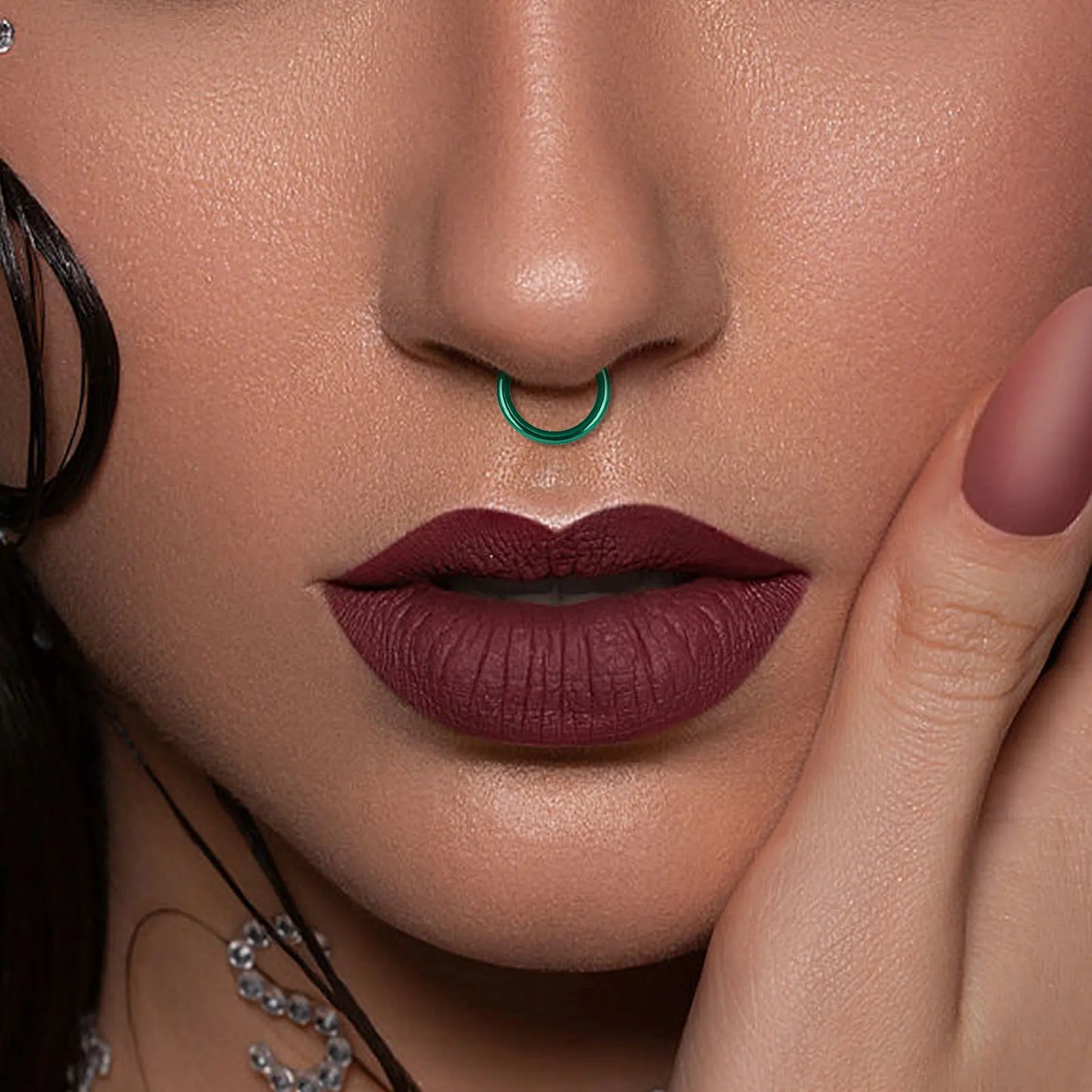 1/5Pcs Nose Rings & Lip Rings | G23 Titanium Piercing Jewelry for Women | Mixed Color Hoop Earrings & Body Clips Hinged