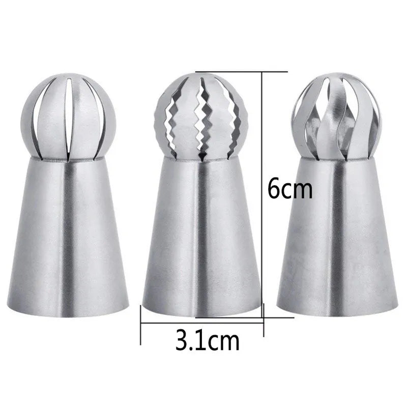 3PCS Stainless Steel Pastry Tips – Icing Nozzles for Cake, Cupcake & Puff Decorating